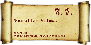 Neumüller Vilmos névjegykártya